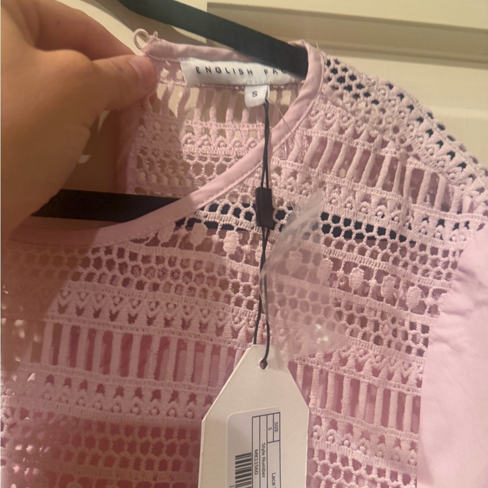 English Factory Pink Crochet Lace Dress